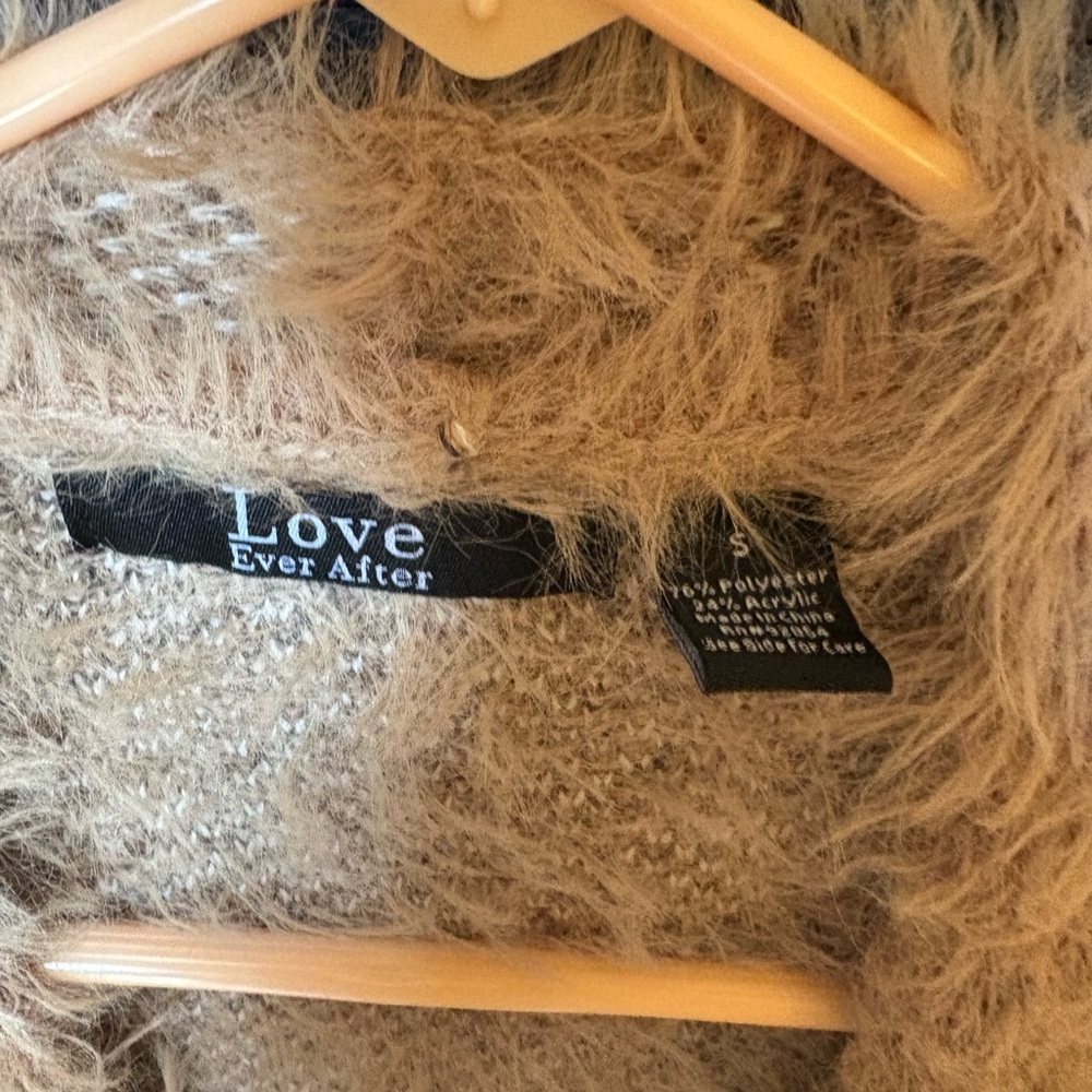 Love Women's Cozy Tan and Gray Striped Cardigan - Picture 2 of 4